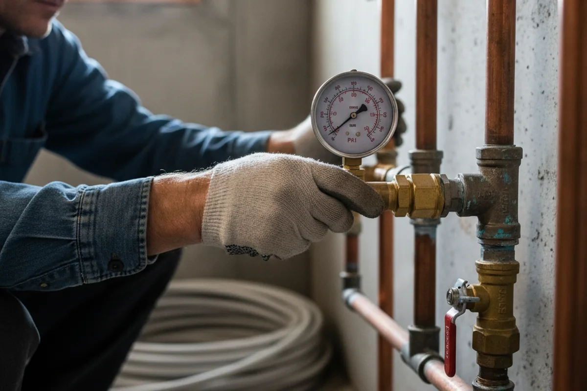 Pressure testing a repaired line during Water Line Repair in Happy